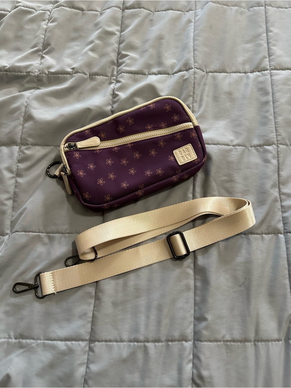 Rad Rev Purple Crossbody Pouch with Cream Strap